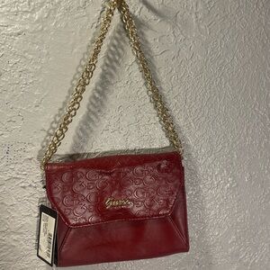 Guess Red Crossbody Bag with Gold Chain